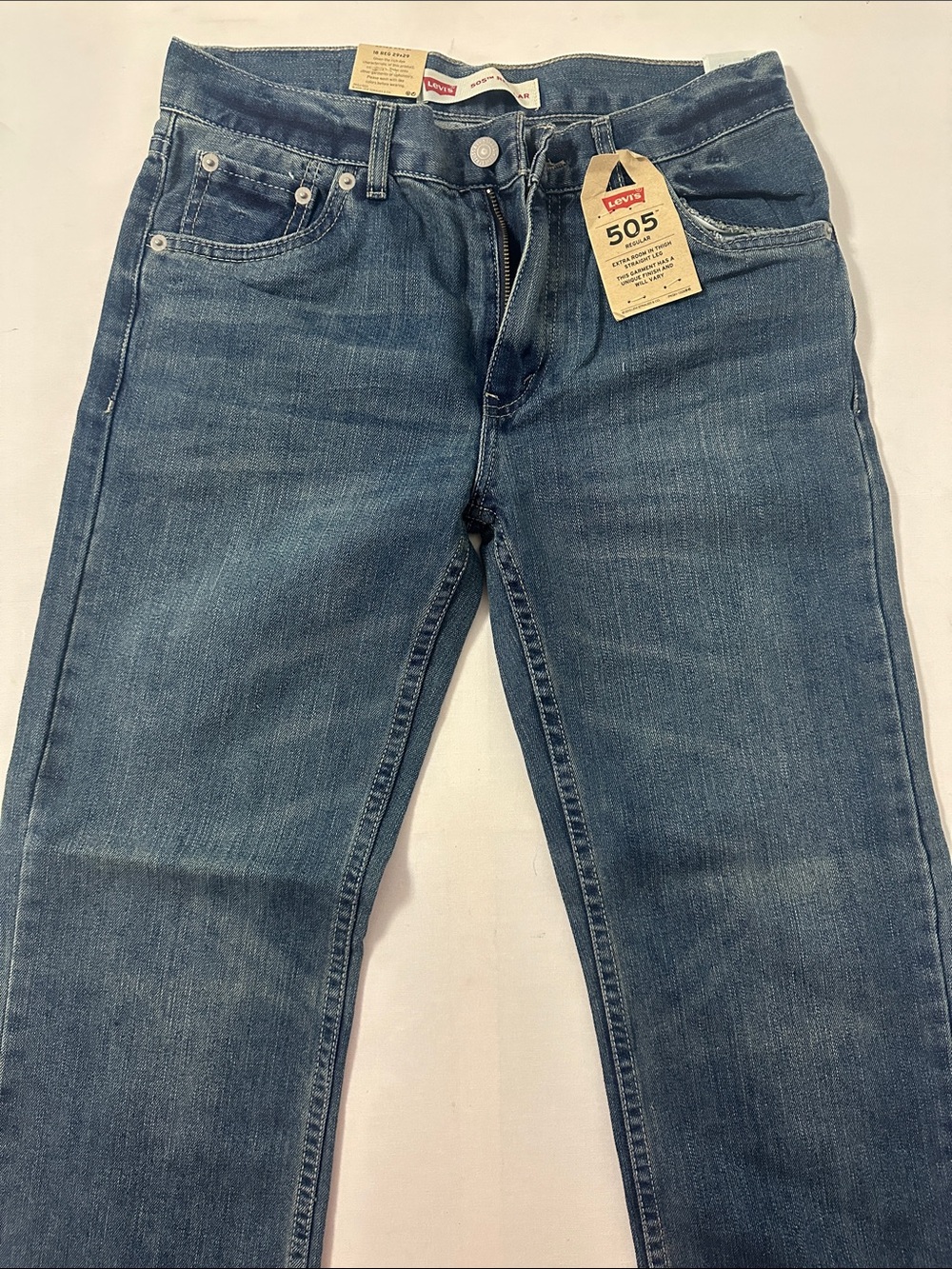 Levi's 505 Straight Leg Jeans in Faded Blue Denim